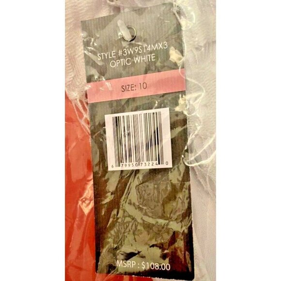 Sharagano 10 White Lace Lined Zip Back Scallop Hem Sleeveless Below Knee Dress - Picture 7 of 7